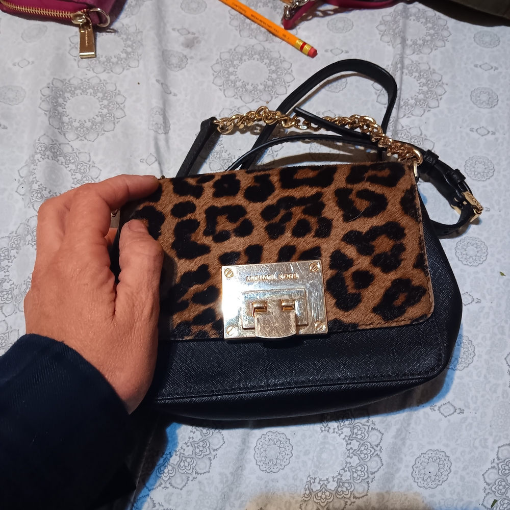 Michael Kors Leopard and Black Crossbody Bag